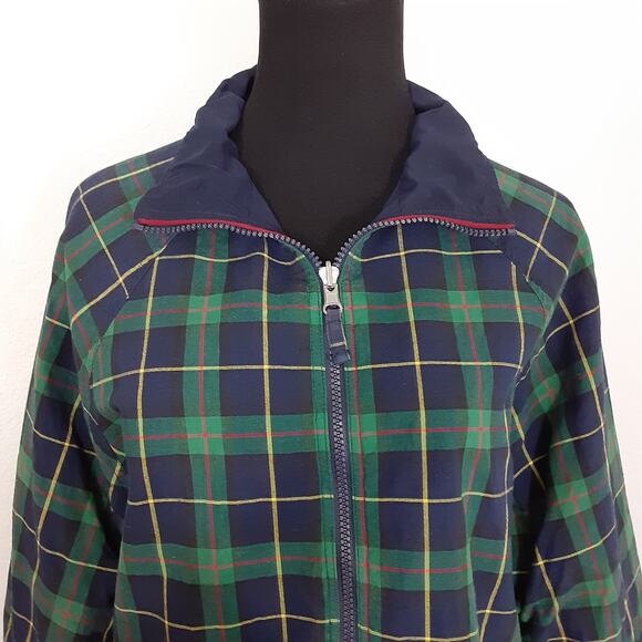 Vintage 80s Tartan Plaid Funnel Neck Jacket Reversible Full Zip Windbreaker Sz M - Picture 3 of 15